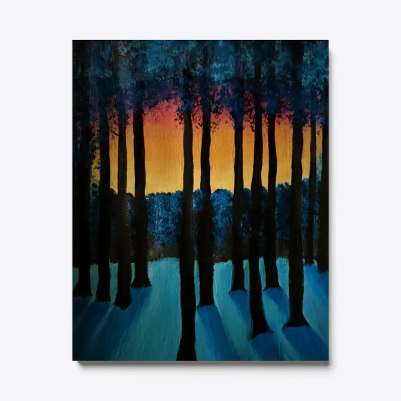 Snowy forest sunrise