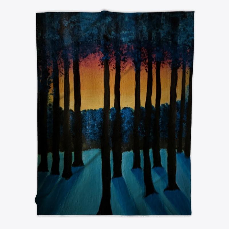 Snowy forest sunrise